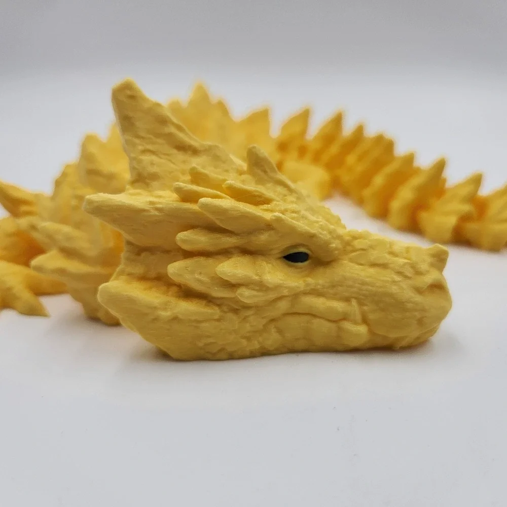 3D Printed Articulated Rock Dragon Toy Fantasy‎ Fun Display Large Movable Yellow